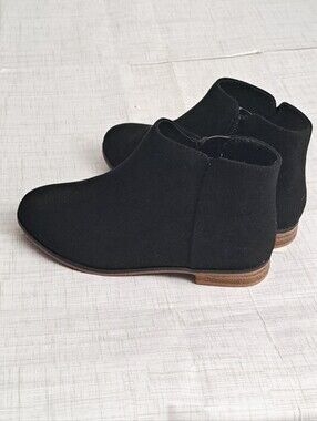 Cat & Jack Girls Ankle Boots Low Heel Flat Bootied Black Sz 1